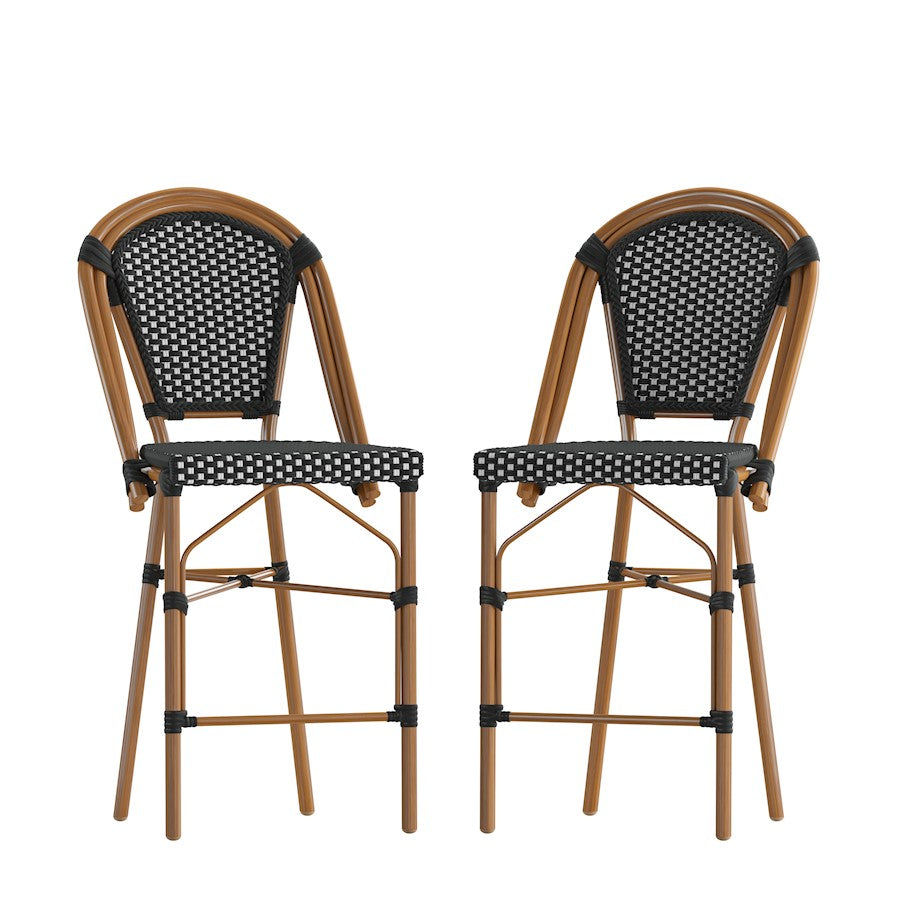 Flash Bordeaux Paris Chair, Set of 2, BK/WH - 2-SDA-AD642001-CS-BKWH-NAT-GG