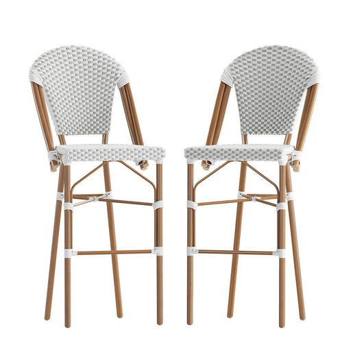 Flash Lourdes Paris Barstools, Set of 2, WH/GY - 2-SDA-AD642001-F-BS-WHGY-NAT-GG