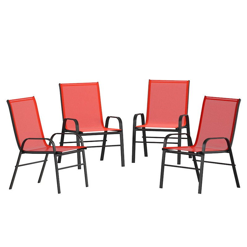 Flash Brazos Patio Stack Chair, Pack of 4, Red - 4-JJ-303C-RD-GG