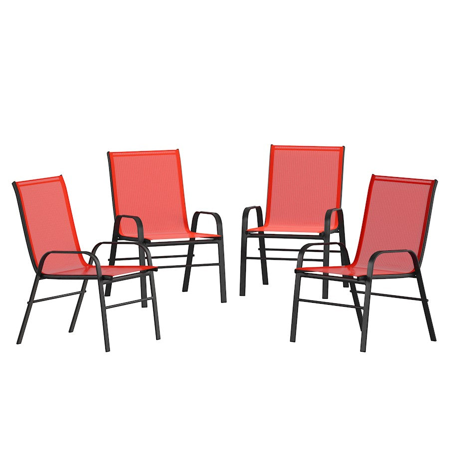 Flash Brazos Patio Stack Chair, Pack of 4, Red - 4-JJ-303C-RD-GG