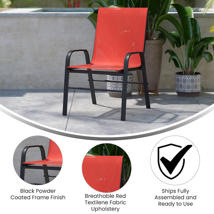 Flash Brazos Patio Stack Chair, Pack Of 4, Red