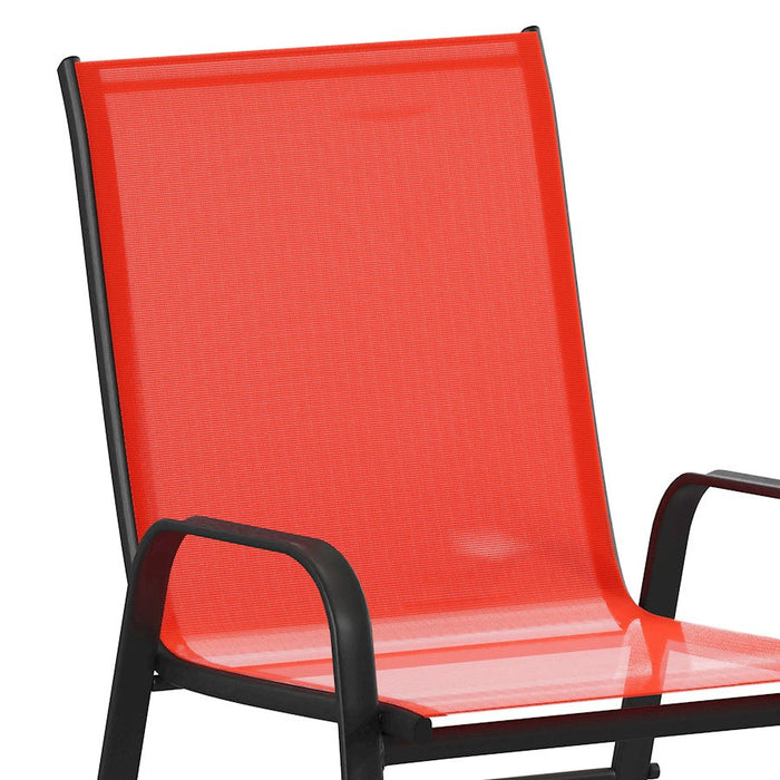 Flash Brazos Patio Stack Chair, Pack Of 4, Red