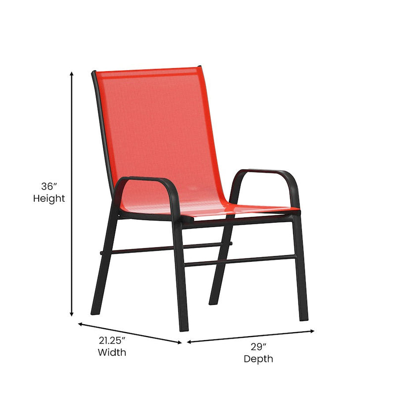 Flash Brazos Patio Stack Chair, Pack Of 4, Red