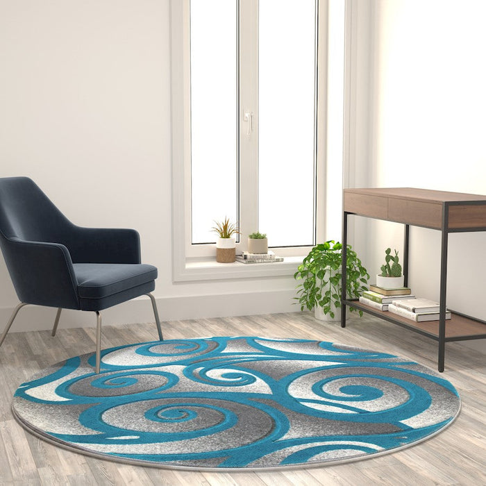 Flash Furniture Willow 6X6 Round Area Rug, Turquoise