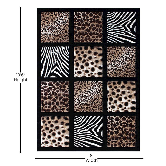 Flash Furniture Menagerie Animal Print Rug, Black