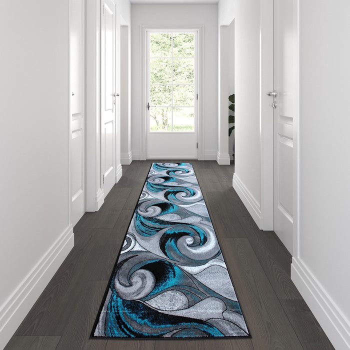 Flash Furniture Tellus Wave Rug, Turquoise