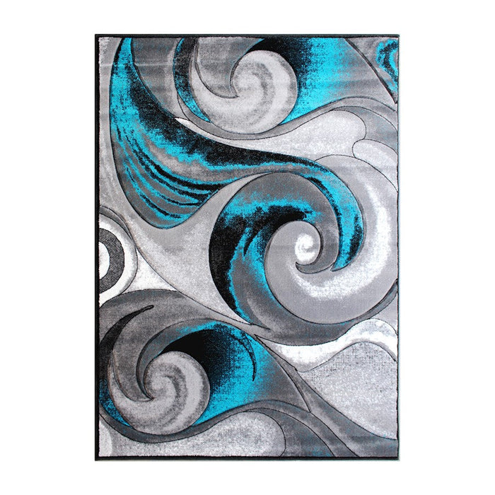 Flash Furniture Tellus 5X7 Wave Area Rug, Turquoise - ACD-RG410-57-TQ-GG