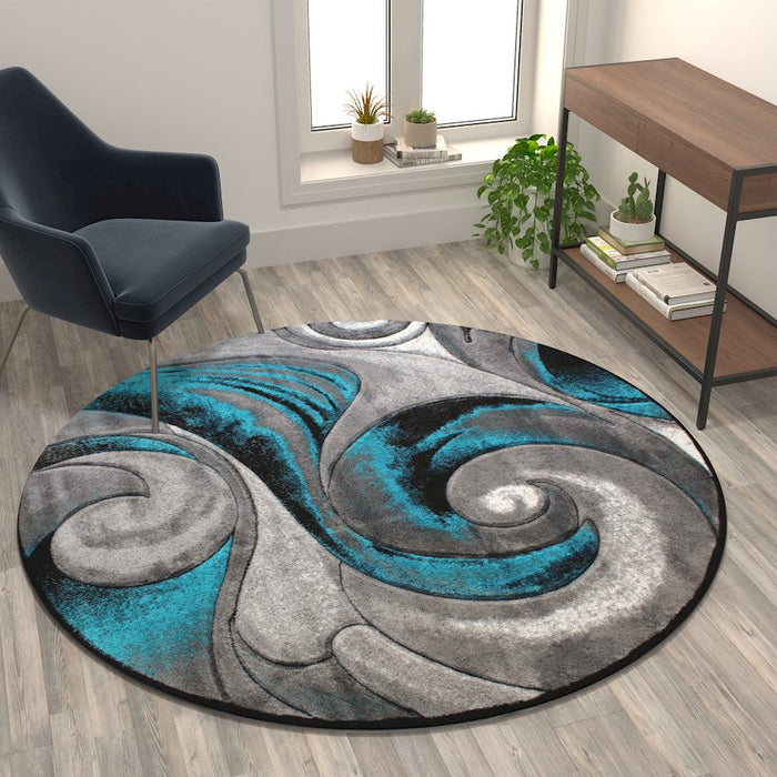 Flash Furniture Tellus Wave Area Rug, Turquoise