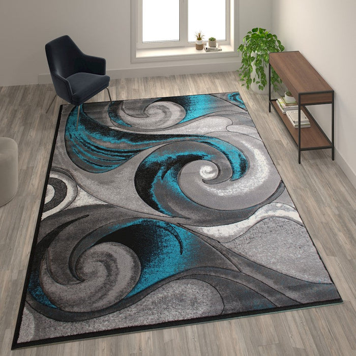 Flash Furniture Tellus Ocean Wave Area Rug, Turquoise