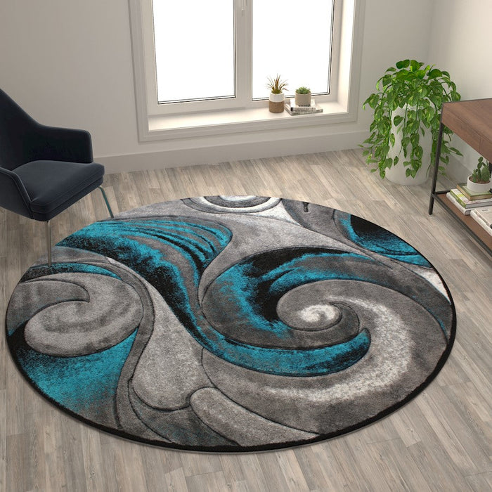 Flash Furniture Tellus Wave Area Rug, Turquoise