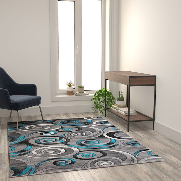 Flash Furniture Masie Swirl Area Rug, Turquoise