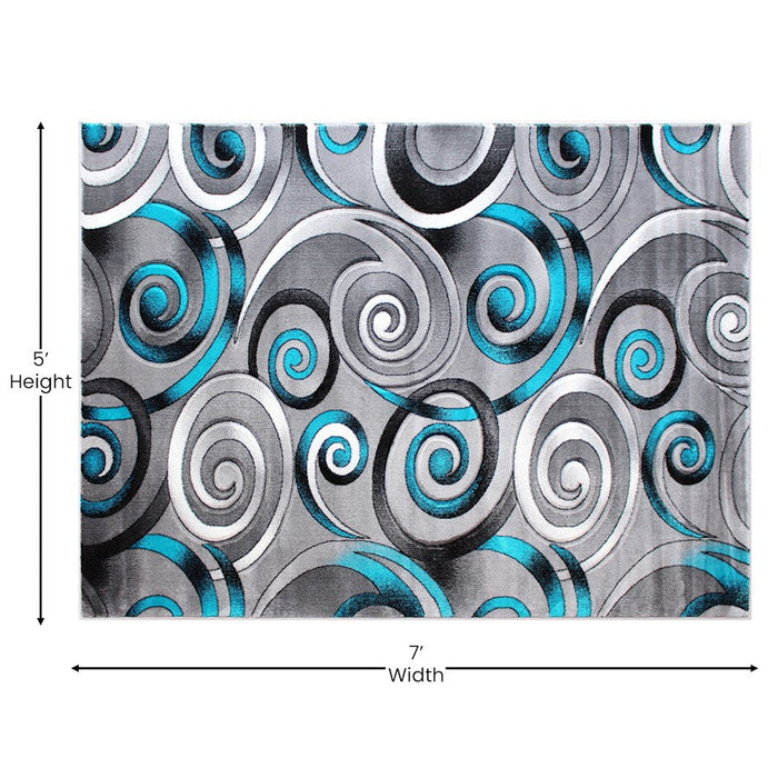 Flash Furniture Masie Swirl Area Rug, Turquoise