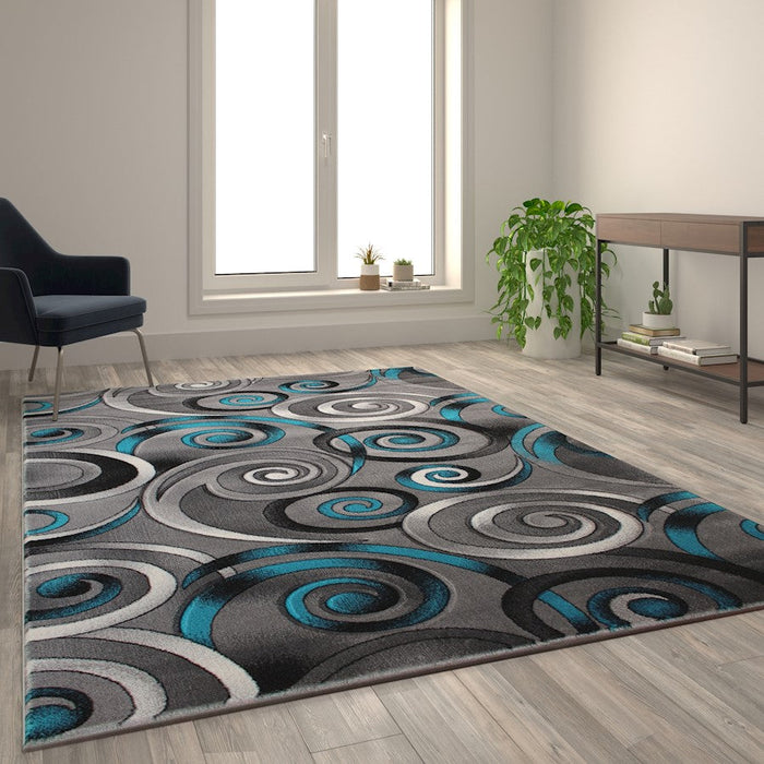 Flash Furniture Masie Swirl Area Rug, Turquoise