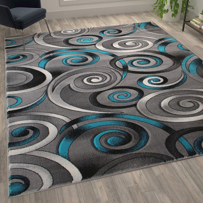 Flash Furniture Masie Swirl Area Rug, Turquoise