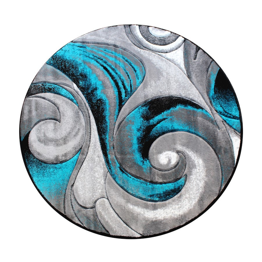 Flash Furniture Masie 8X8 Swirl Area Rug, Turquoise - ACD-RG414-88-TQ-GG