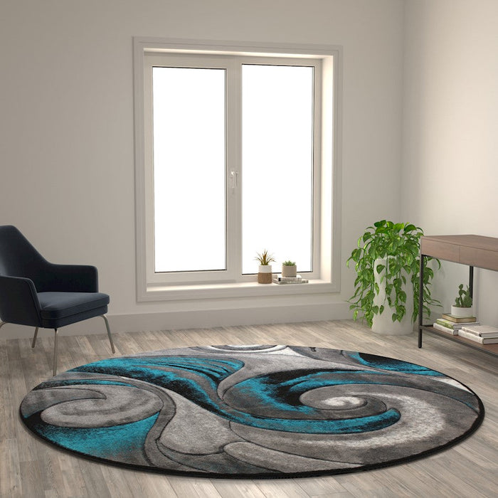 Flash Furniture Masie 8X8 Swirl Area Rug, Turquoise