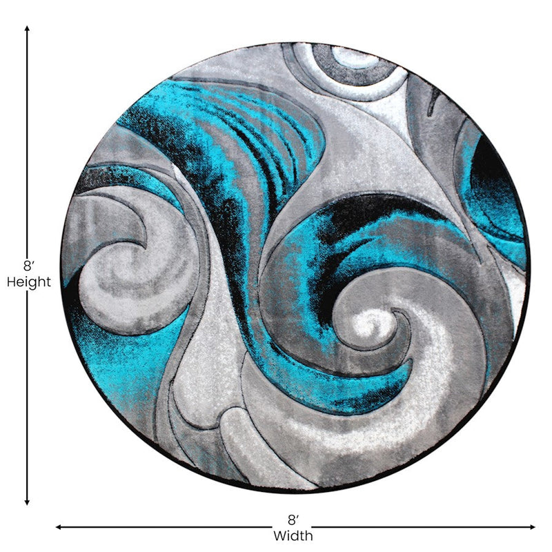 Flash Furniture Masie 8X8 Swirl Area Rug, Turquoise