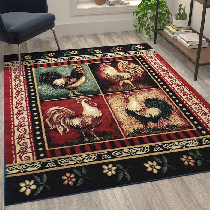 Flash Furniture Gallus Rooster Area Rug, Red