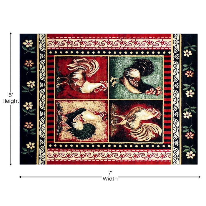 Flash Furniture Gallus Rooster Area Rug, Red