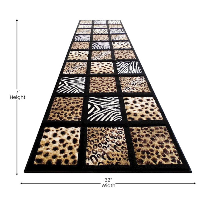 Flash Furniture Menagerie Animal Print Area Rug, Black