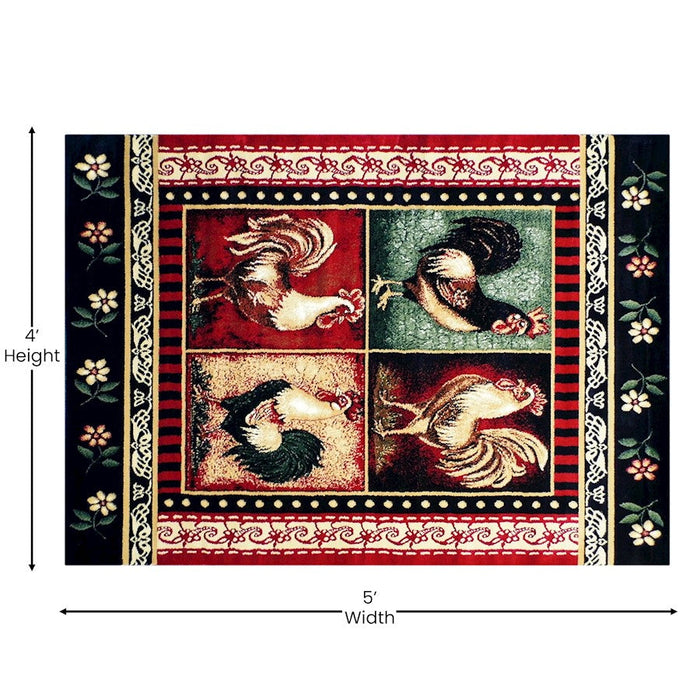 Flash Furniture Gallus Rooster Area Rug, Red