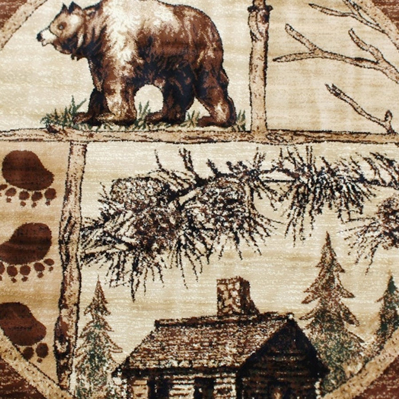 Flash Furniture Vale 6X6 Wildlife Area Rug, Beige