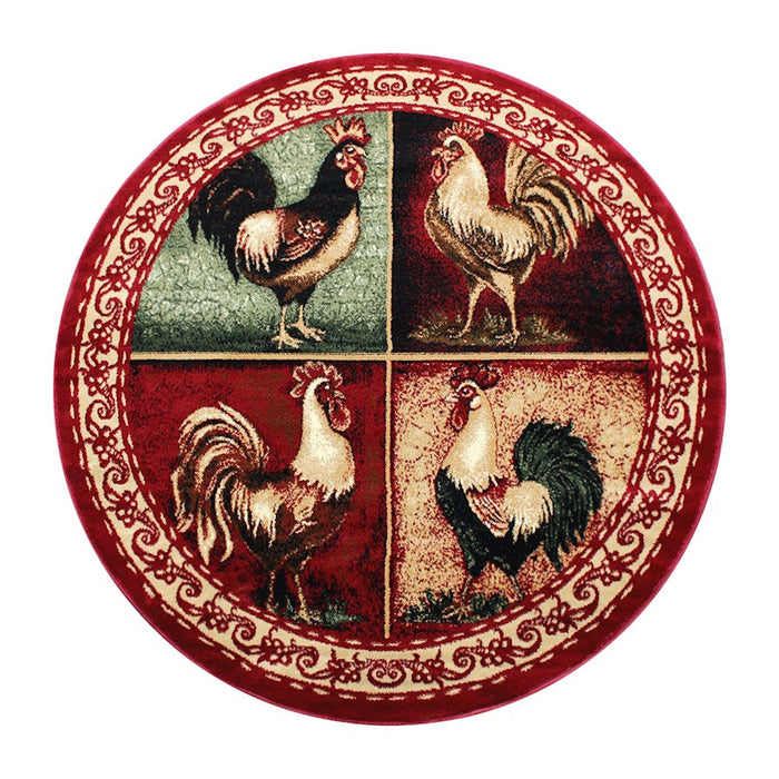 Flash Furniture Gallus 4X4 Round Rooster Area Rug, Red - ACD-RGL379-44-RD-GG