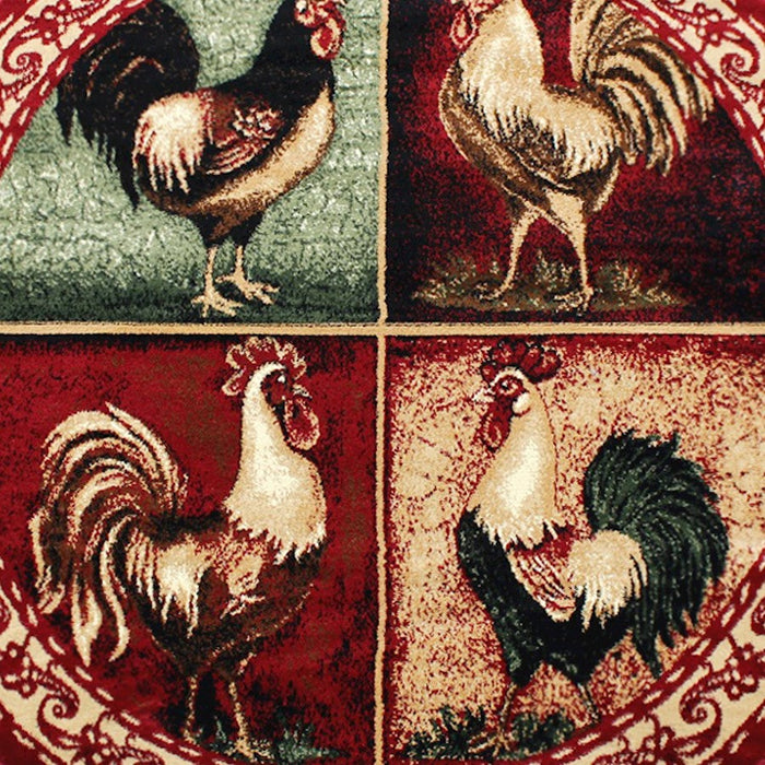 Flash Furniture Gallus Round Rooster Area Rug, Red