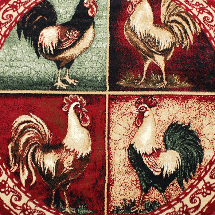 Flash Furniture Gallus Round Rooster Area Rug, Red