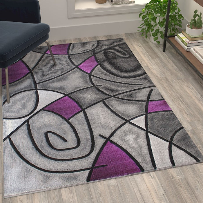 Flash Furniture Jubilee 3X5 Abstract Area Rug, Purple