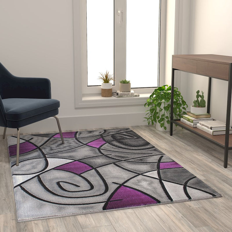 Flash Furniture Jubilee 3X5 Abstract Area Rug, Purple