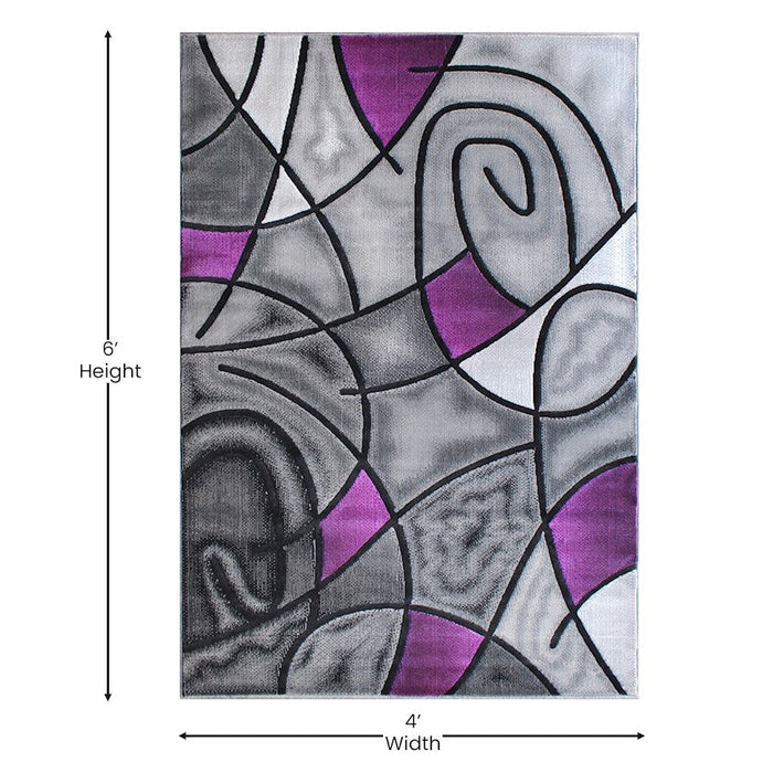 Flash Furniture Jubilee 3X5 Abstract Area Rug, Purple