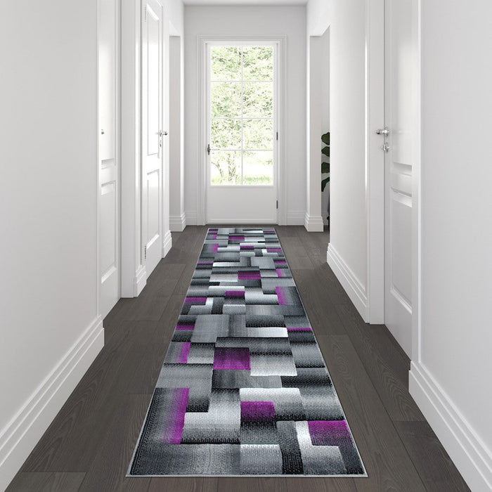 Flash Furniture Elio 2X10 Block Area Rug, Purple