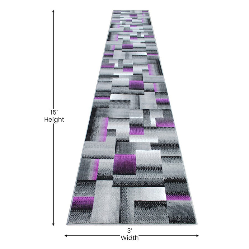 Flash Furniture Elio 3X16 Block Area Rug, Purple