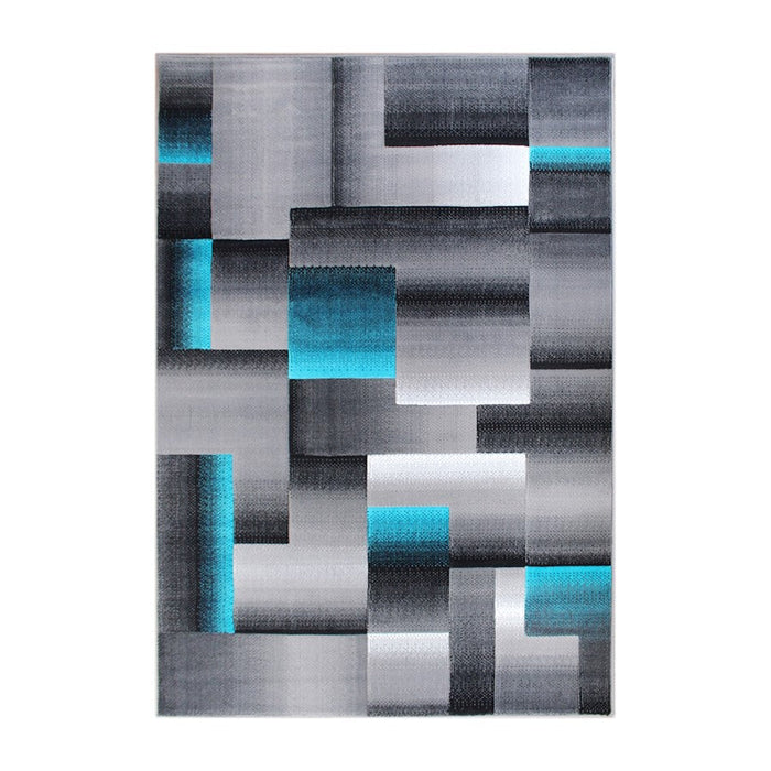 Flash Furniture Elio 5X7 Block Area Rug, Turquoise - ACD-RGTRZ861-57-TQ-GG