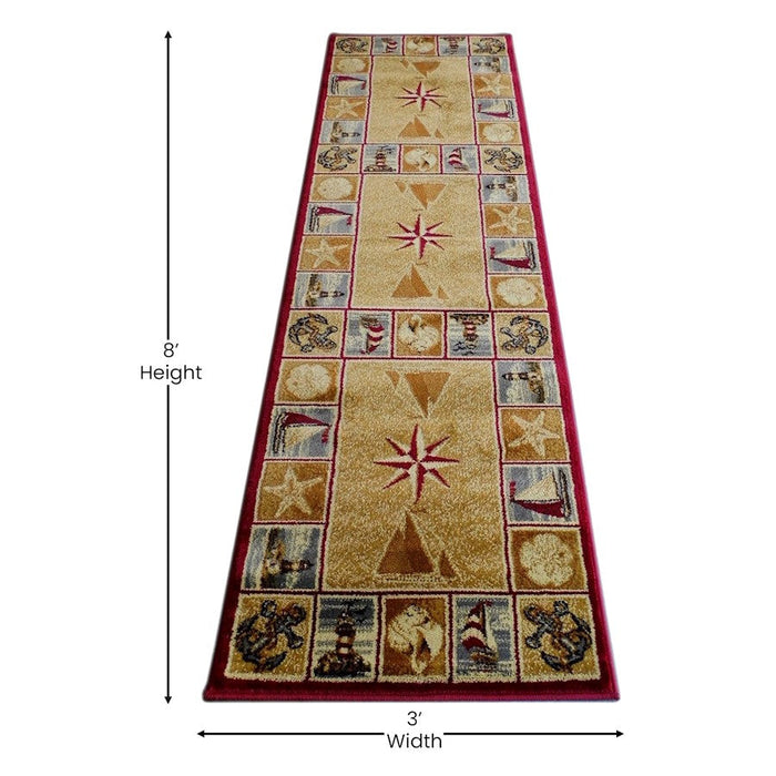 Flash Furniture Inis Nautical Area Rug, Beige