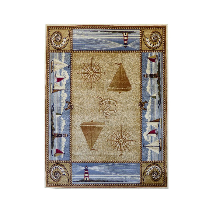 Flash Furniture Sovalye 3X5 Nautical Area Rug, Beige - ACD-RGZ876343-35-BG-GG