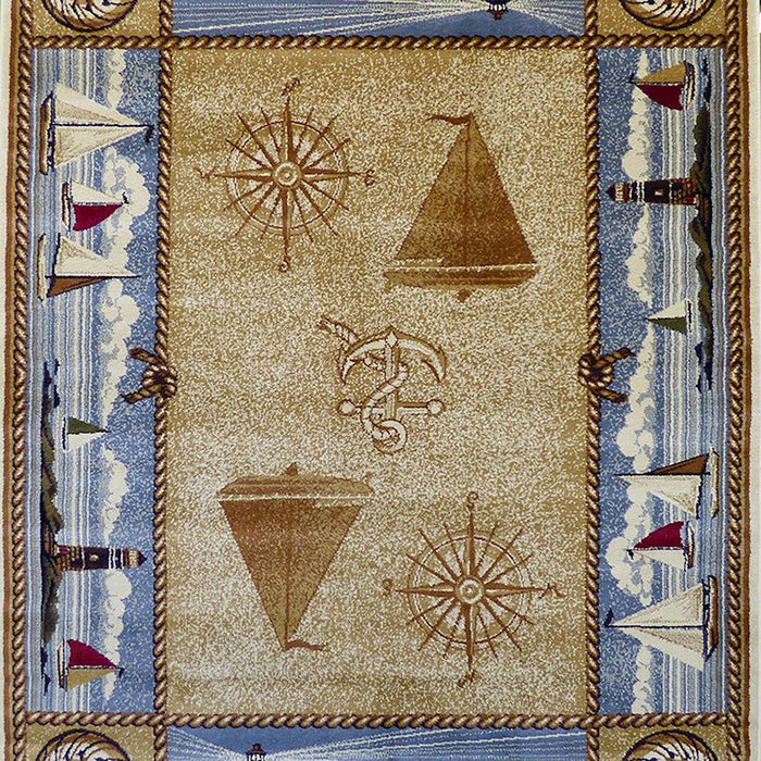 Flash Furniture Sovalye Nautical Area Rug, Beige