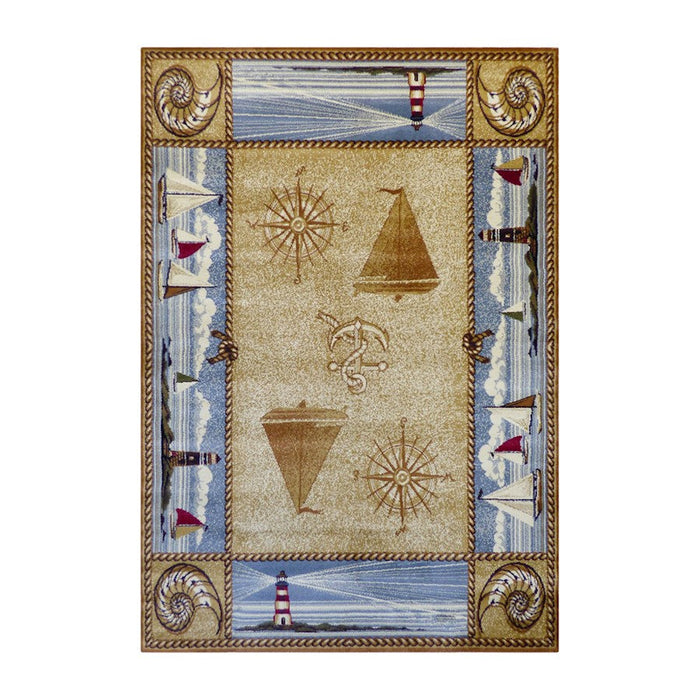 Flash Furniture Sovalye 5X7 Nautical Area Rug, Beige - ACD-RGZ876345-57-BG-GG