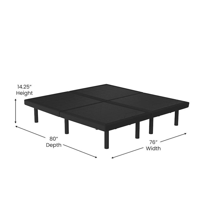 Flash Furniture Selene Split King Adjustable Bed Base, Black