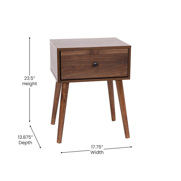 Flash Furniture Hatfield One Drawer End Table, Dark Walnut