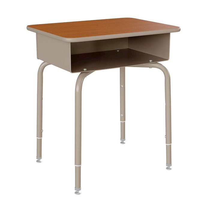 Flash Billie Open Front Desk, Walnut/Silver - FD-DESK-GY-WAL-GG