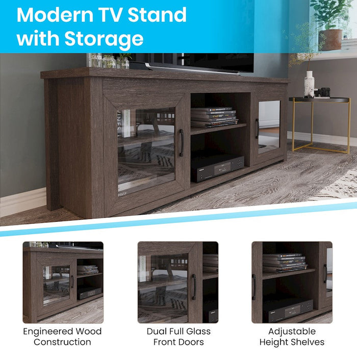 Flash Furniture Sheffield 65" Glass Door Tv Stand