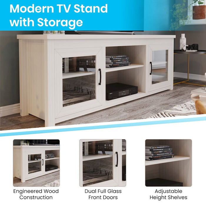 Flash Furniture Sheffield 65" Glass Door Tv Stand