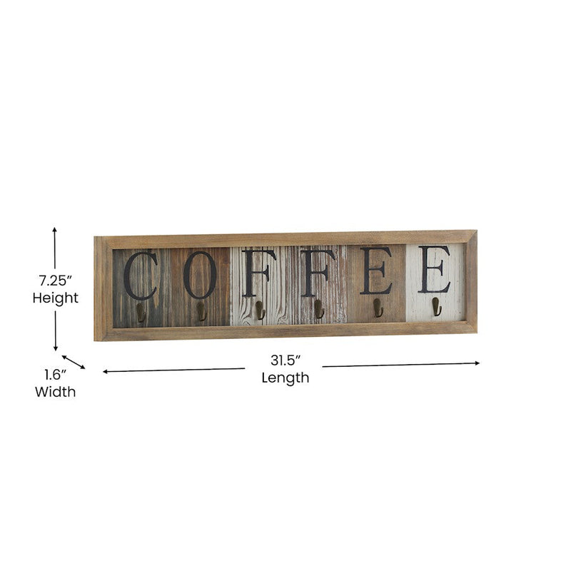 Flash Furniture Folston Coffee Cup Rack, Rustic Brown