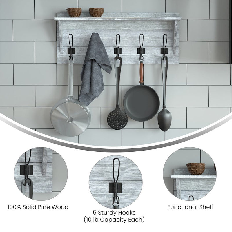 Flash Furniture Daly Wall Mount Shelf, White Wash