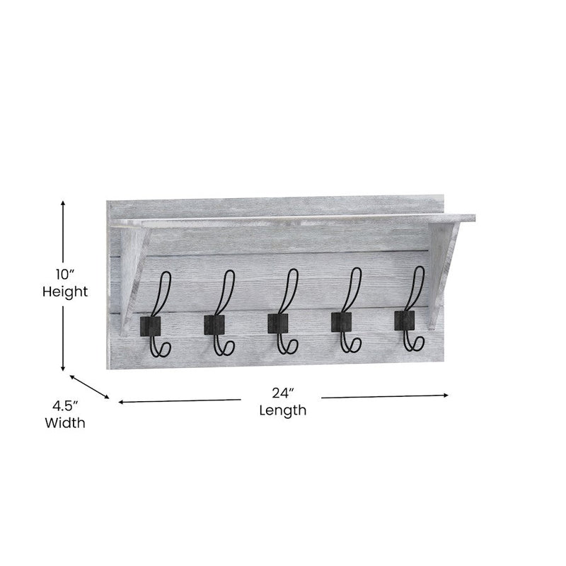 Flash Furniture Daly Wall Mount Shelf, White Wash
