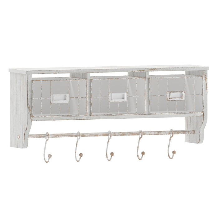 Flash Furniture Daly Wall Storage Rack, White Wash - HFMHD-GDI-CRE8-012315-GG