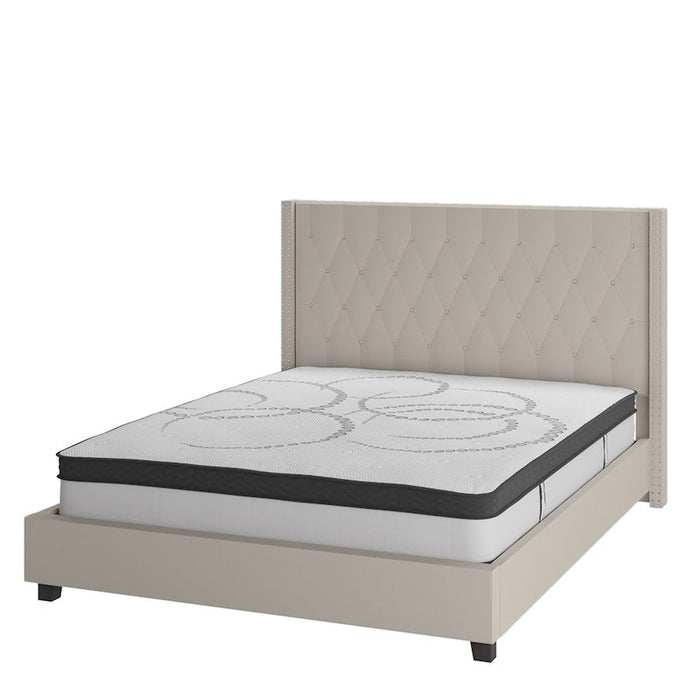 Flash Furniture Riverdale Full Platform Bed Set, Beige - HG-BM10-34-GG