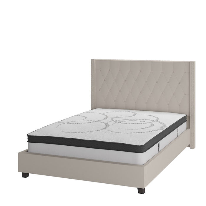 Flash Furniture Riverdale Queen Platform Bed Set, Beige - HG-BM10-35-GG